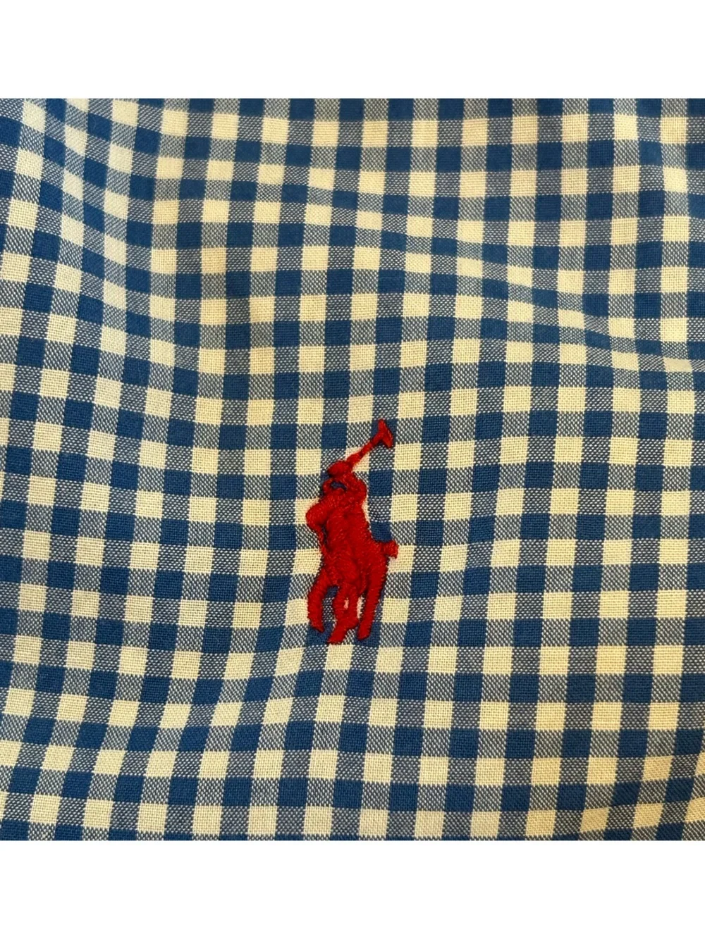 Ralph Lauren Boys 3T Blue Gingham Button Down Shirt Red Pony